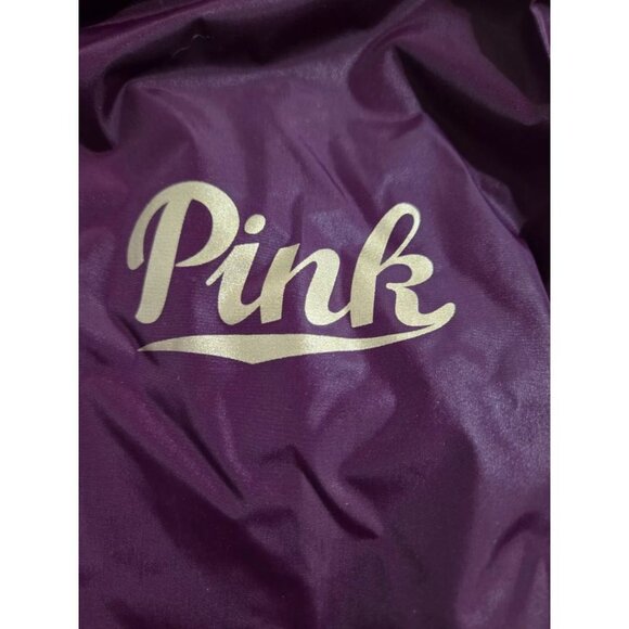 NEW Victoria's Secret PINK Anorak Windbreaker Hoodie Sherpa Black Orchid M - L - Picture 2 of 5